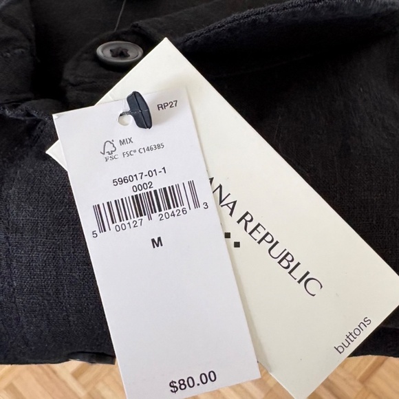 NWT Mens Banana Republic Black Linen Blend Button Down Shirt - Picture 2 of 4